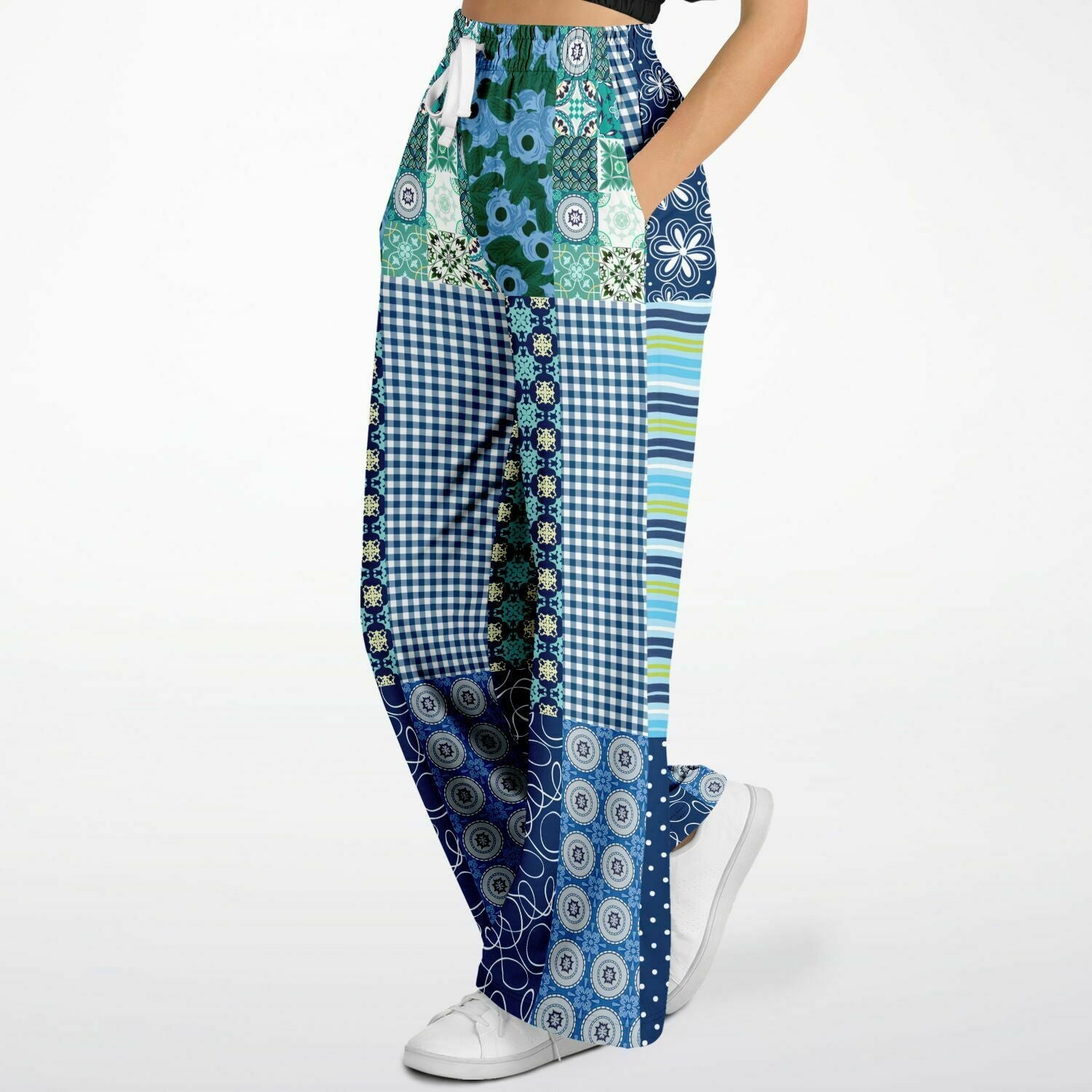 Mykonos Floral Patchwork Eco-Poly Stretchy Phat Bellbottoms