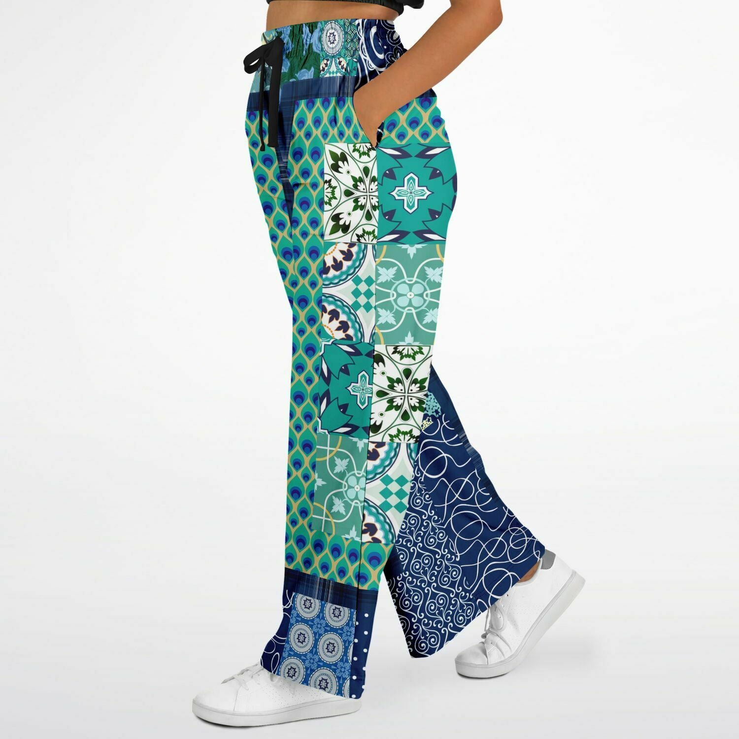 Mykonos Floral Tile Eco-Poly Stretchy Phat Bellbottoms