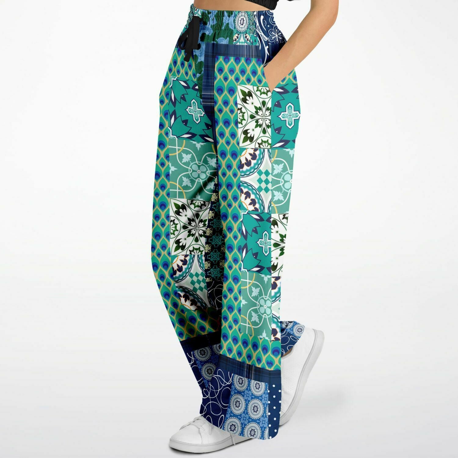 Mykonos Floral Tile Eco-Poly Stretchy Phat Bellbottoms