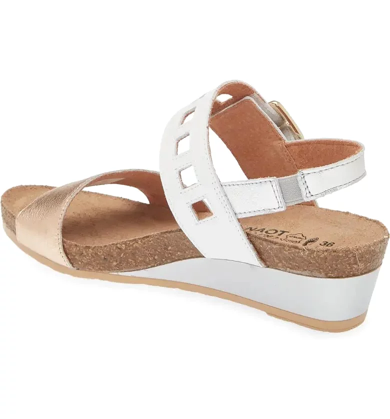 Naot Women's Dynasty Wedge Sandal - Soft Rose Gold/White Pearl/Soft Silver