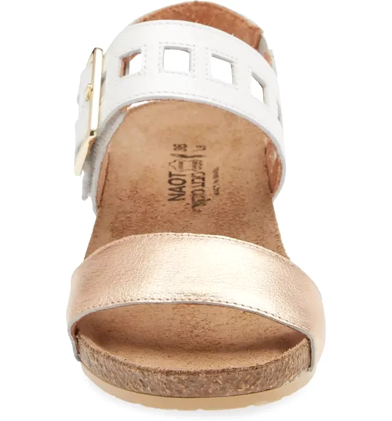 Naot Women's Dynasty Wedge Sandal - Soft Rose Gold/White Pearl/Soft Silver