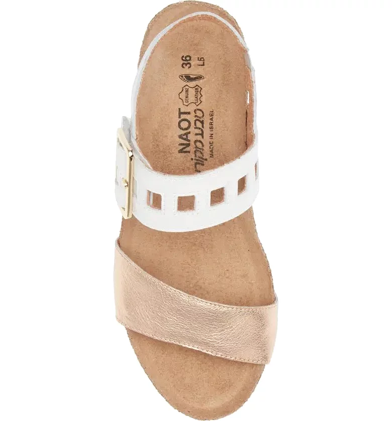 Naot Women's Dynasty Wedge Sandal - Soft Rose Gold/White Pearl/Soft Silver