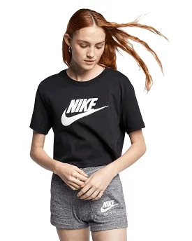 NIKE WOMEN'S SPORTSWEAR ESSENTIAL BLACK CROPPED TEE