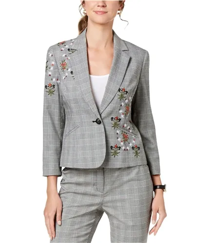 Nine West Womens Embroidered One Button Blazer Jacket, TW1