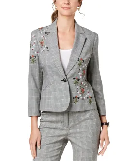 Nine West Womens Embroidered One Button Blazer Jacket, TW1