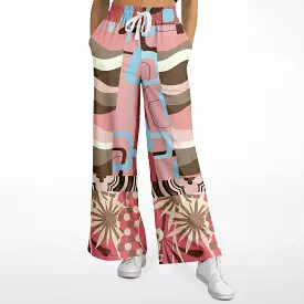 Pink Geo Retro Striped Eco-Poly Stretchy Phat Bellbottoms