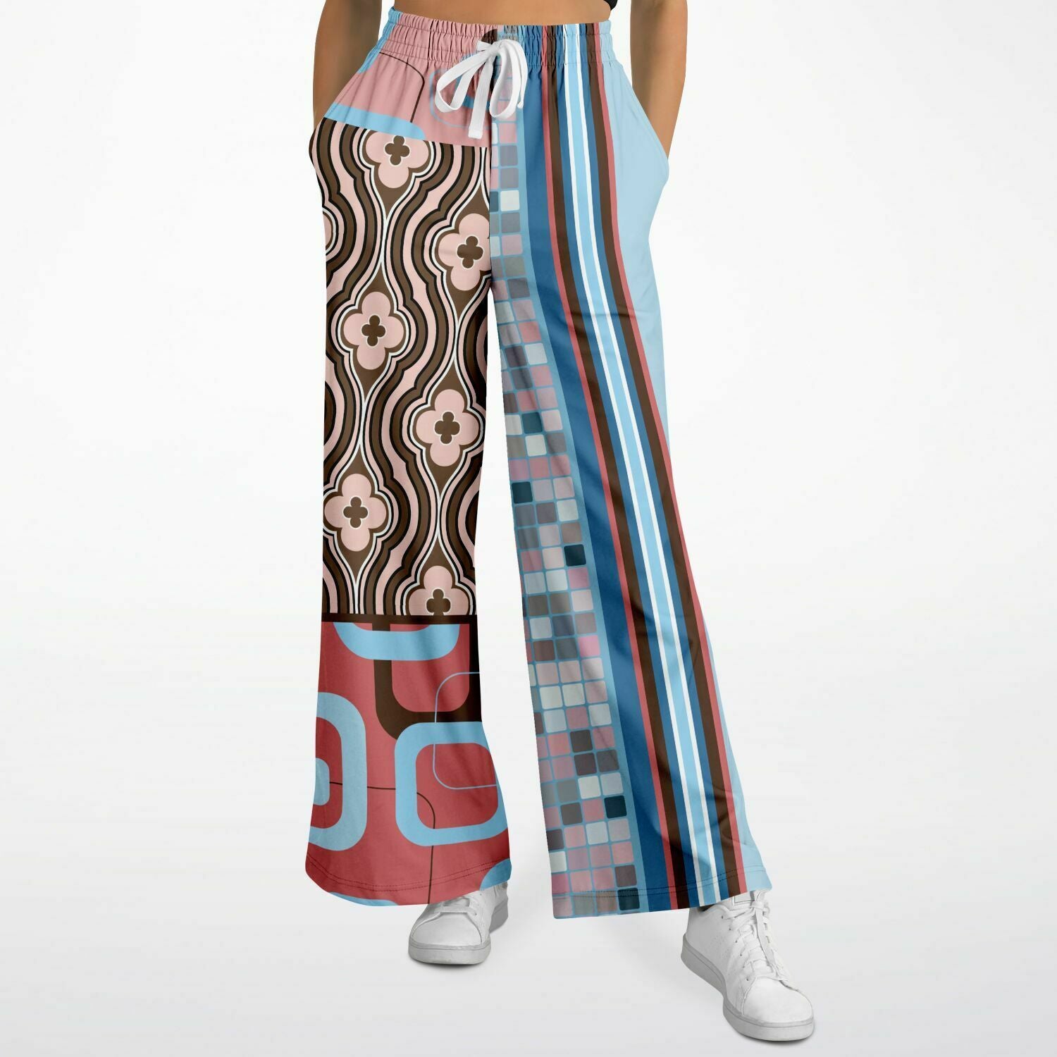 Pink Geo Retro SW Patchwork Stretchy Phat Bellbottoms