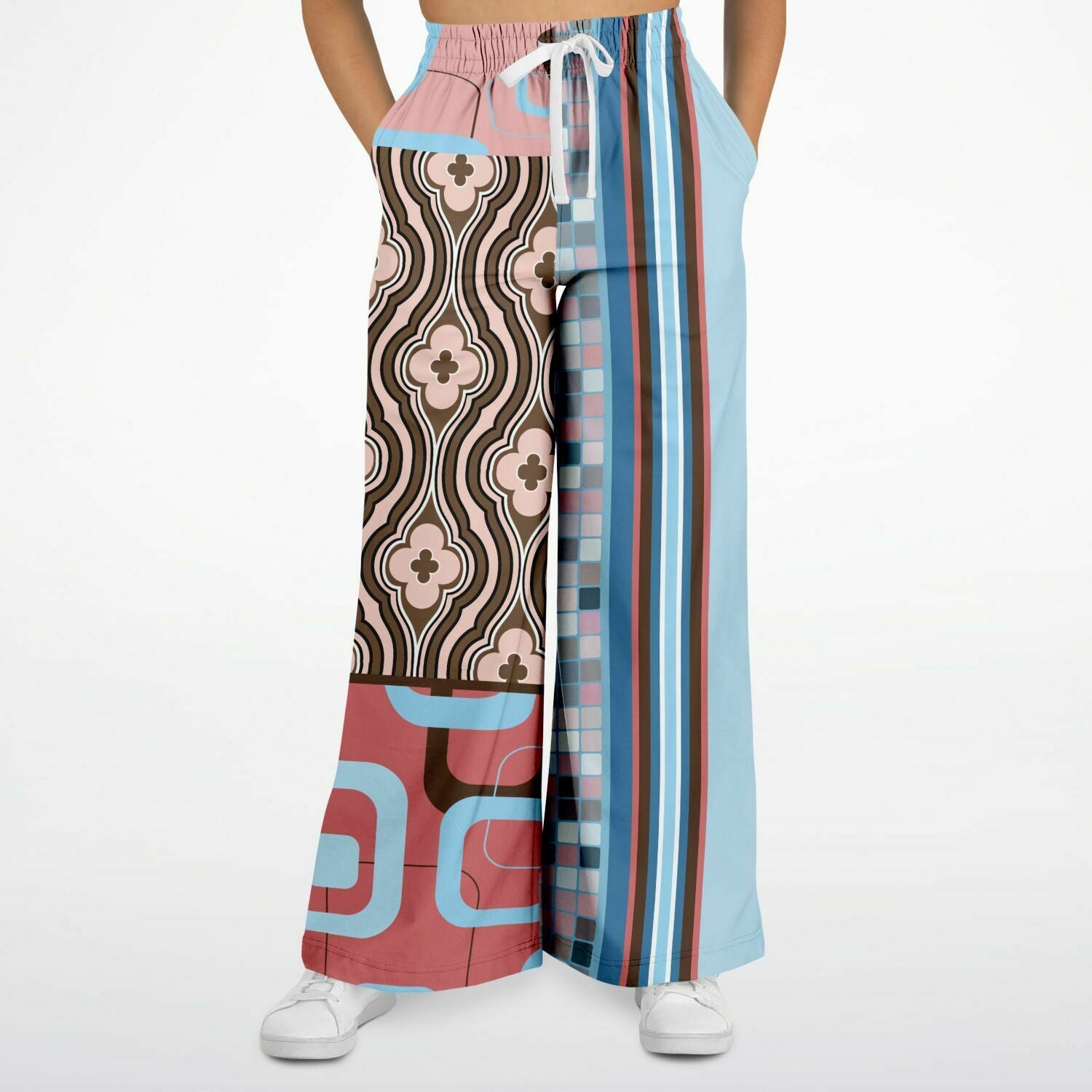 Pink Geo Retro SW Patchwork Stretchy Phat Bellbottoms