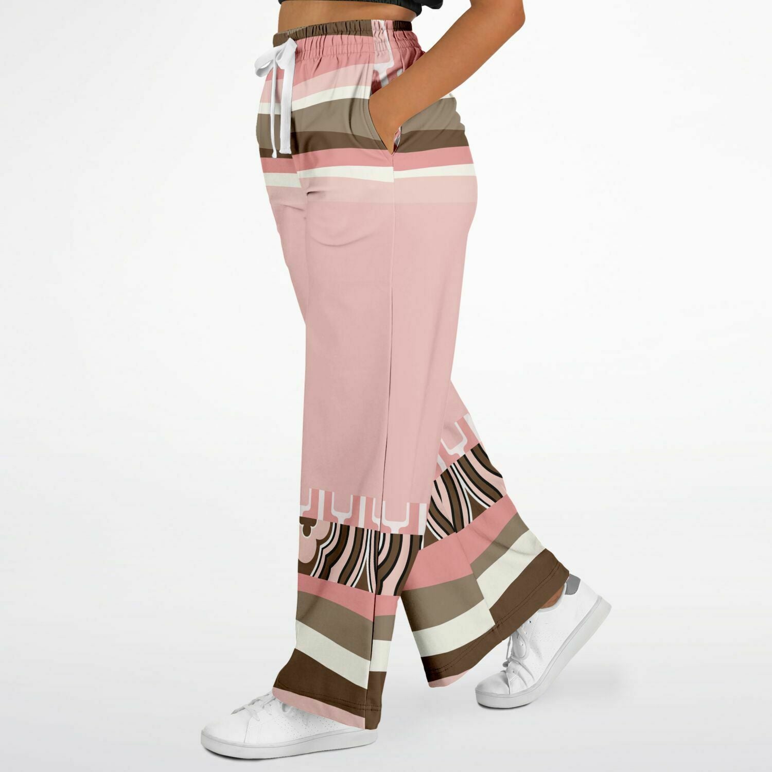 Pink Geo Zebra Eco-Poly Stretchy Phat Bellbottoms