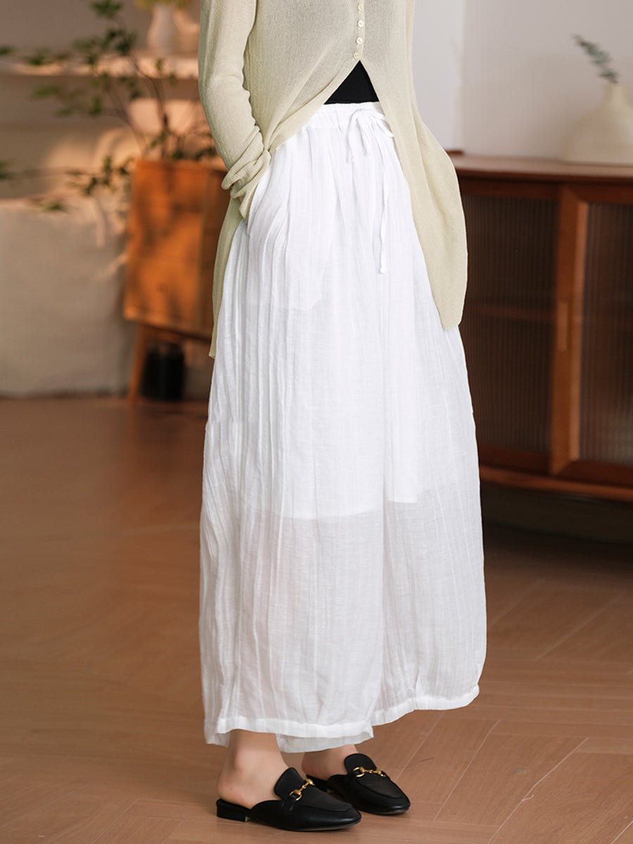 Plus Size Women Casual Solid Summer Linen Harem Pants SC1034