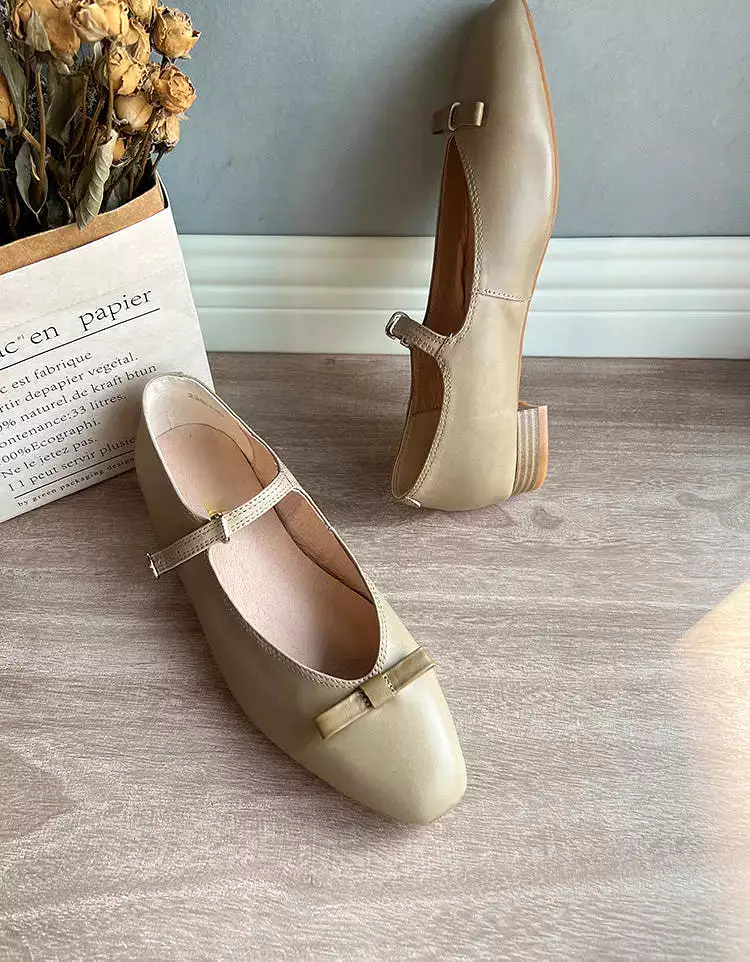 Pointed Toe Bowknot Comfortable Strap Flats JD011