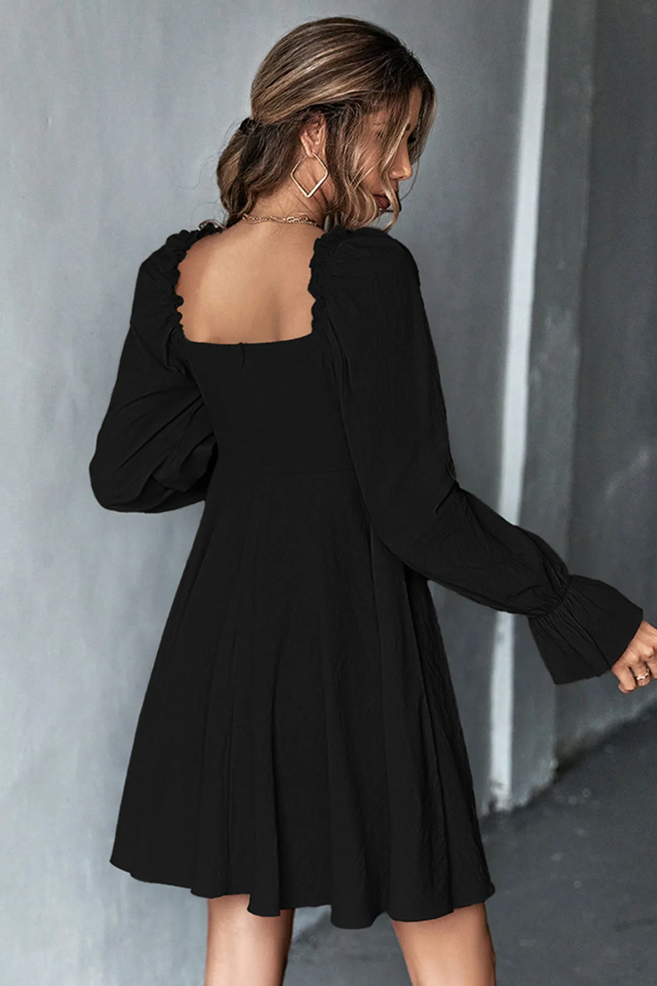 Puff Sleeve A-Line Mini Dress