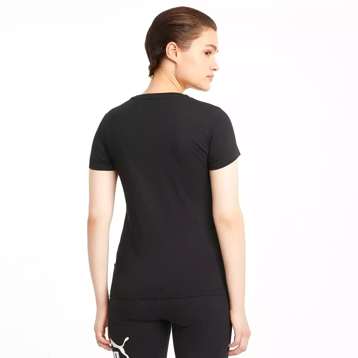 PUMA WOMEN'S ESSENTIALS LOGO BLACK TEE