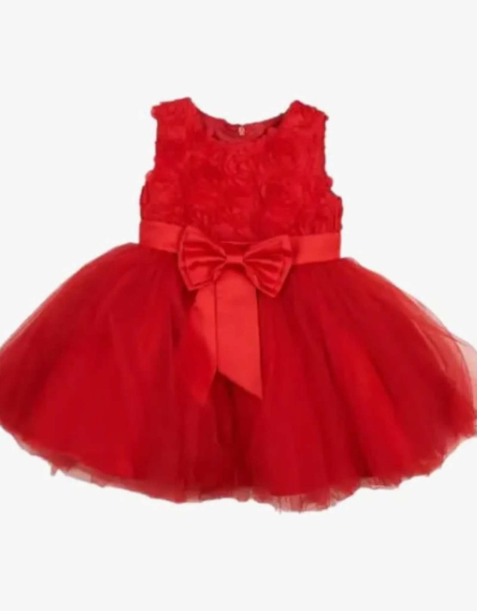   Red Floral Applique Tulle Dress