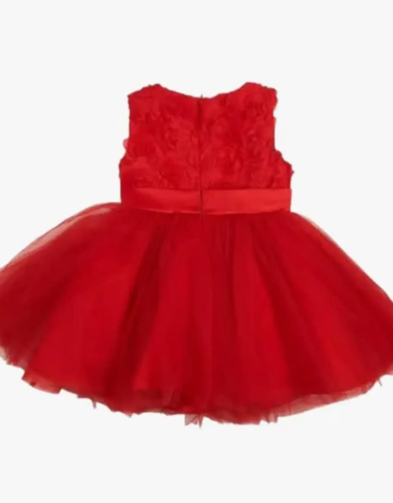   Red Floral Applique Tulle Dress