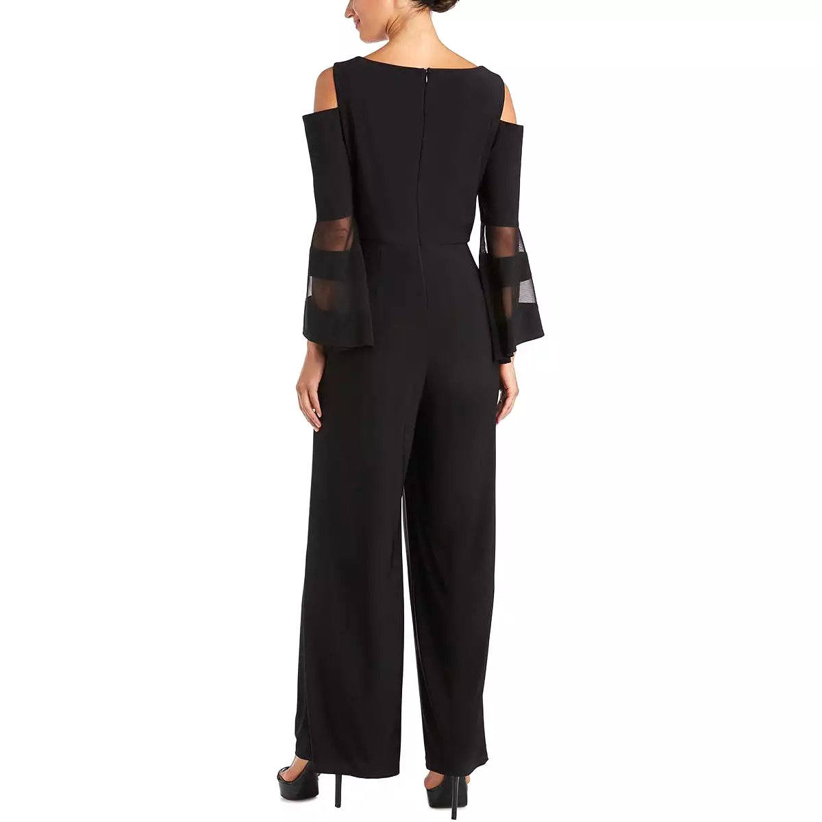 R&M Richards Womens Sheer Cold Shoulder Jumpsuit