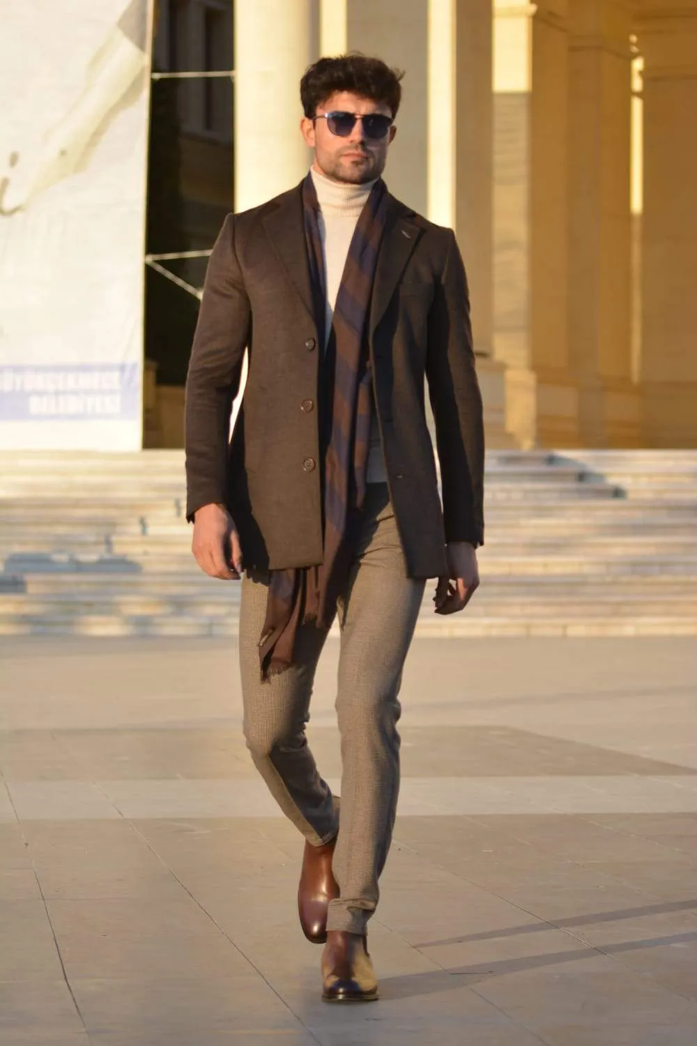 Saponi Slim-fit  Wool Coat Brown