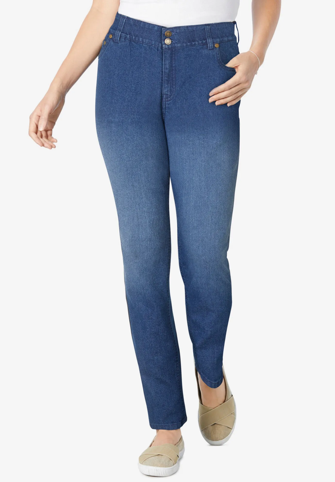 Secret Solutions&trade; Tummy Smoothing Straight Leg Denim Jean