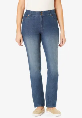 Secret Solutions&trade; Tummy Smoothing Straight Leg Denim Jean