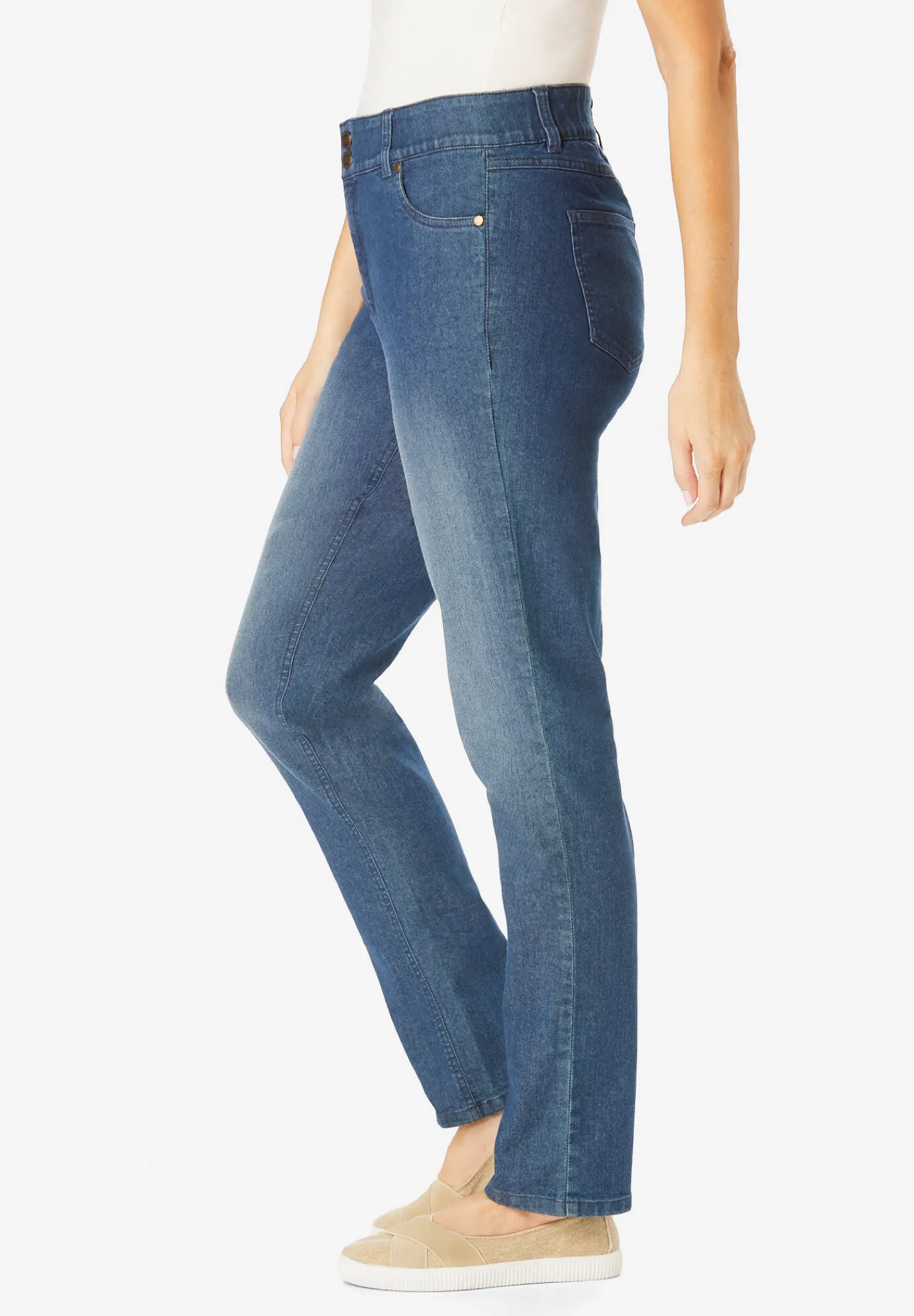 Secret Solutions&trade; Tummy Smoothing Straight Leg Denim Jean