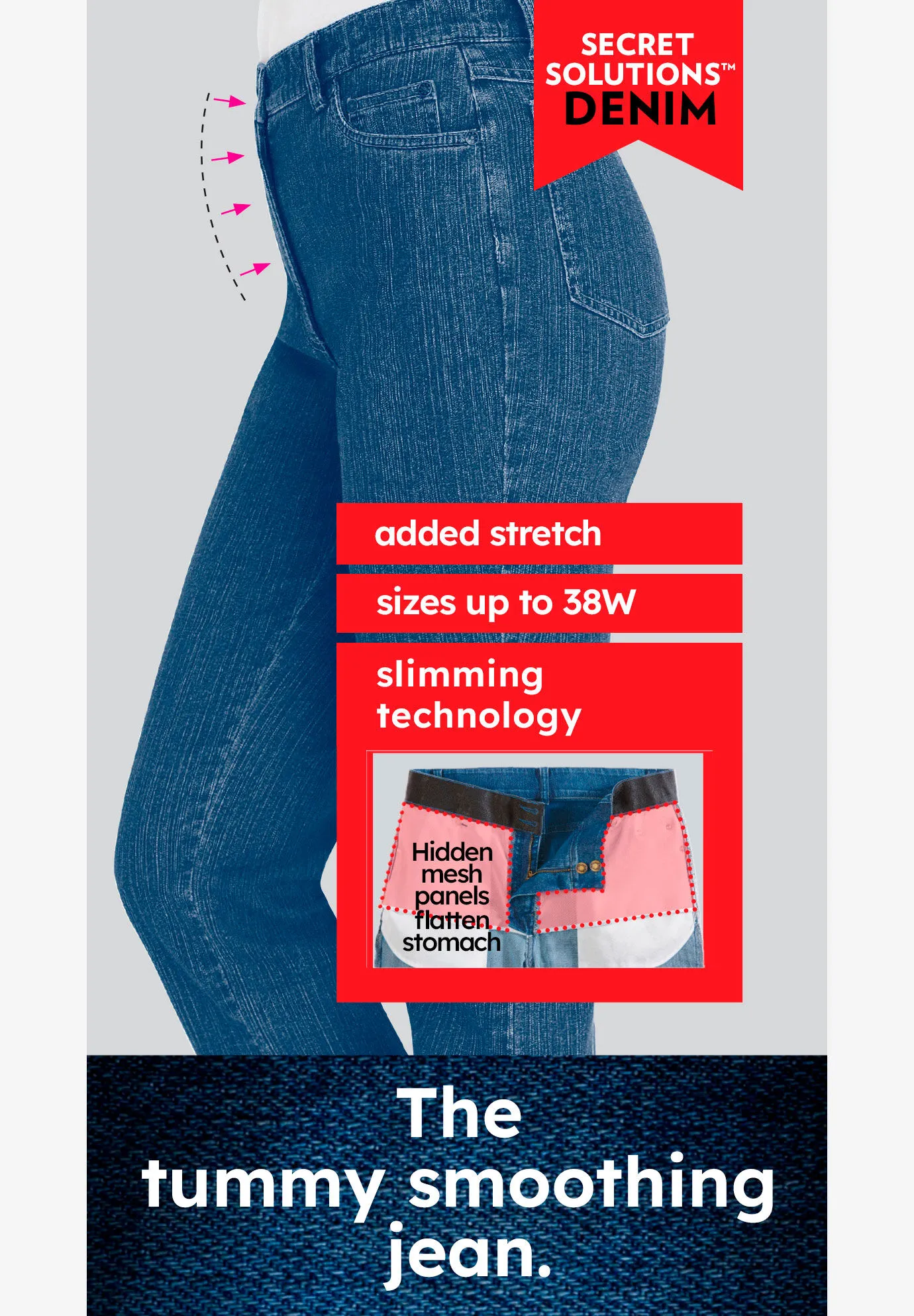 Secret Solutions&trade; Tummy Smoothing Straight Leg Denim Jean