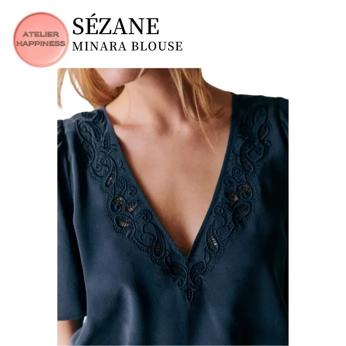 SEZANE  |Casual Style Plain Short Sleeves Elegant Style