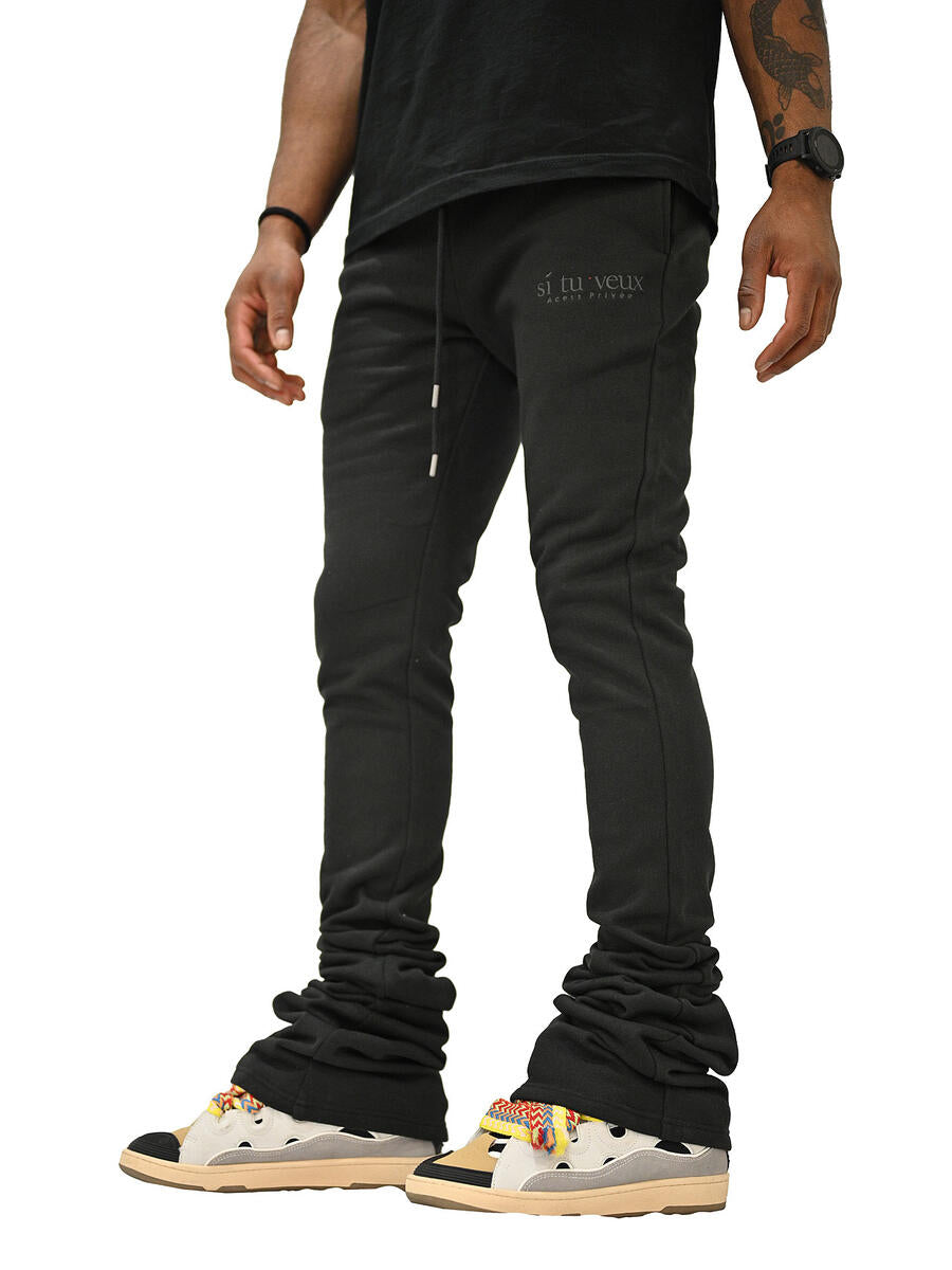 Si Tu Veux VEUX SUPER STACKED JOGGER (BLACK)