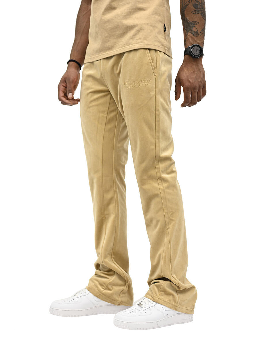 Si Tu Veux VEUX VELVET FLARE JOGGER (TAN)