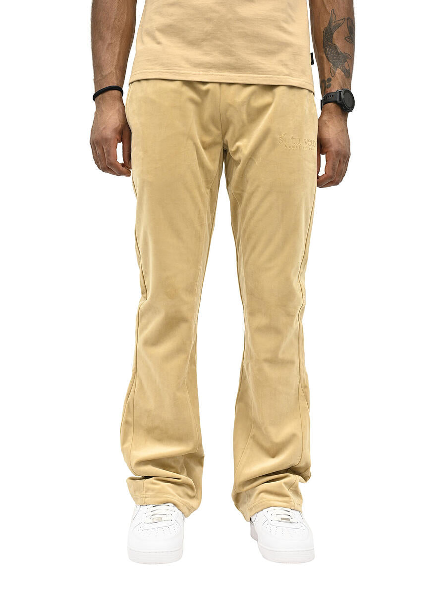 Si Tu Veux VEUX VELVET FLARE JOGGER (TAN)