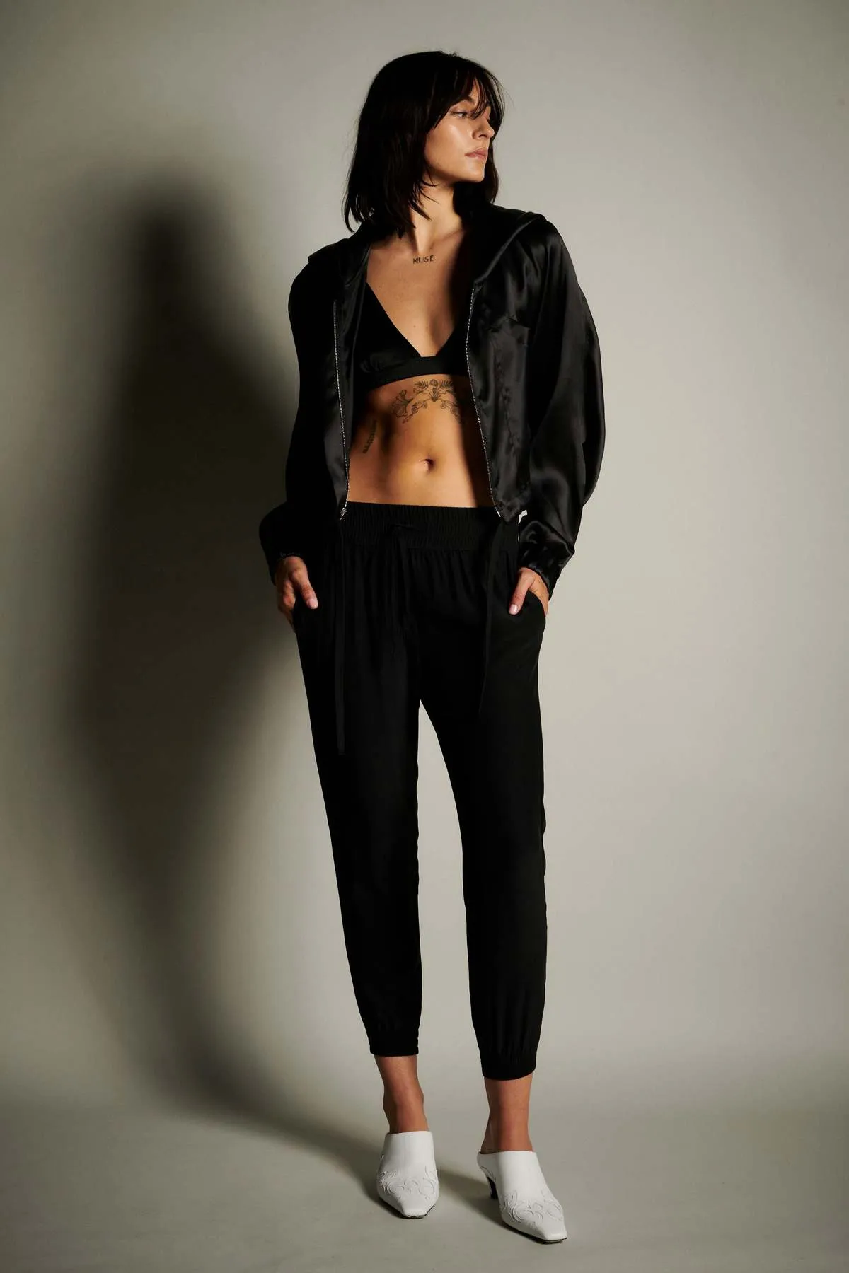 Silk Jogger Pants - Black