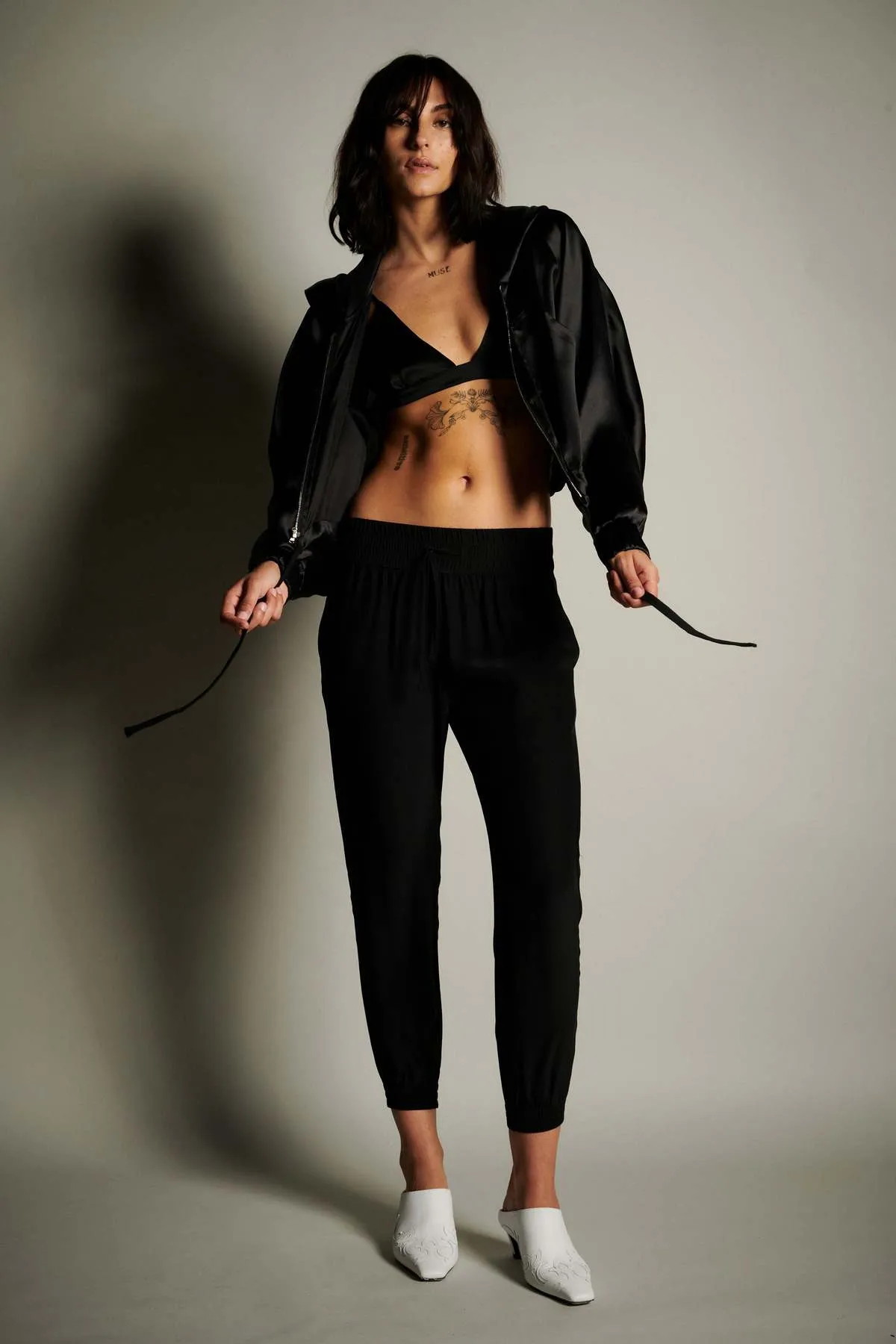 Silk Jogger Pants - Black