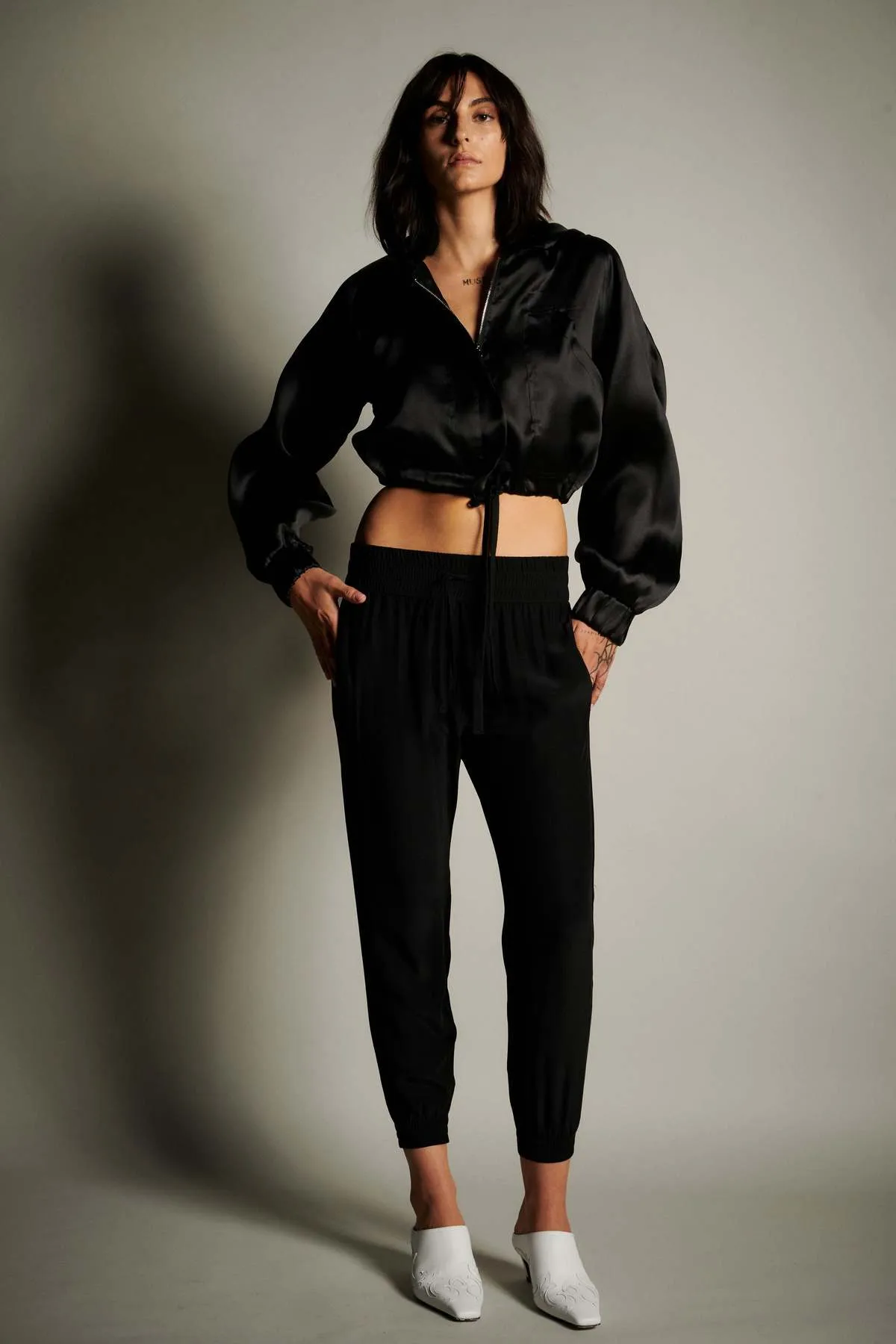 Silk Jogger Pants - Black