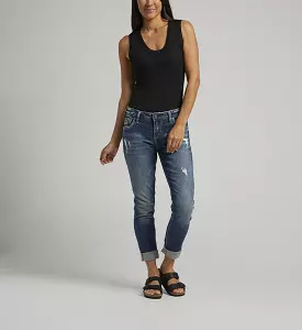 'Silver Jeans' Women's Girlfriend Mid Rise Skinny Leg Jeans - Indigo