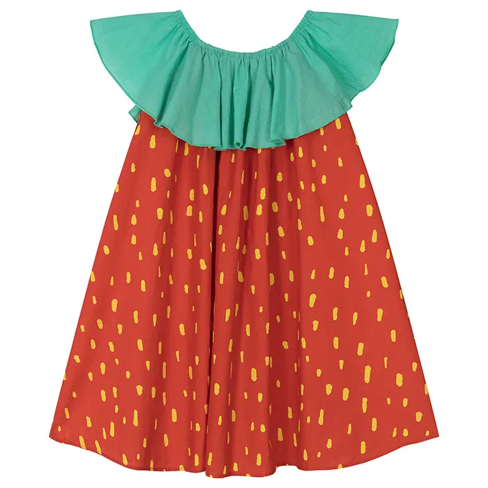 Stella McCartney Child Dress Strawberry Spots Print Red