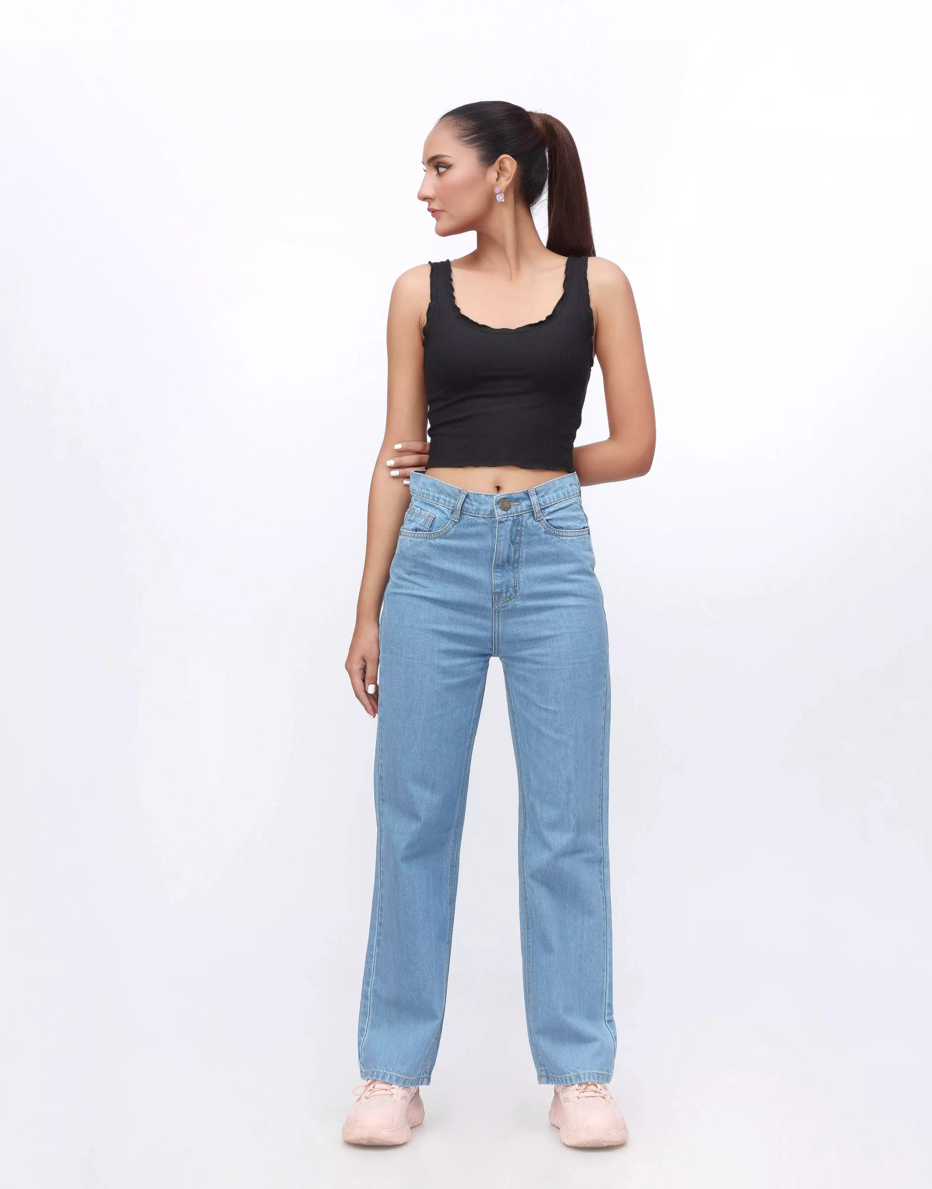 Straight Leg Jeans Medium Blue