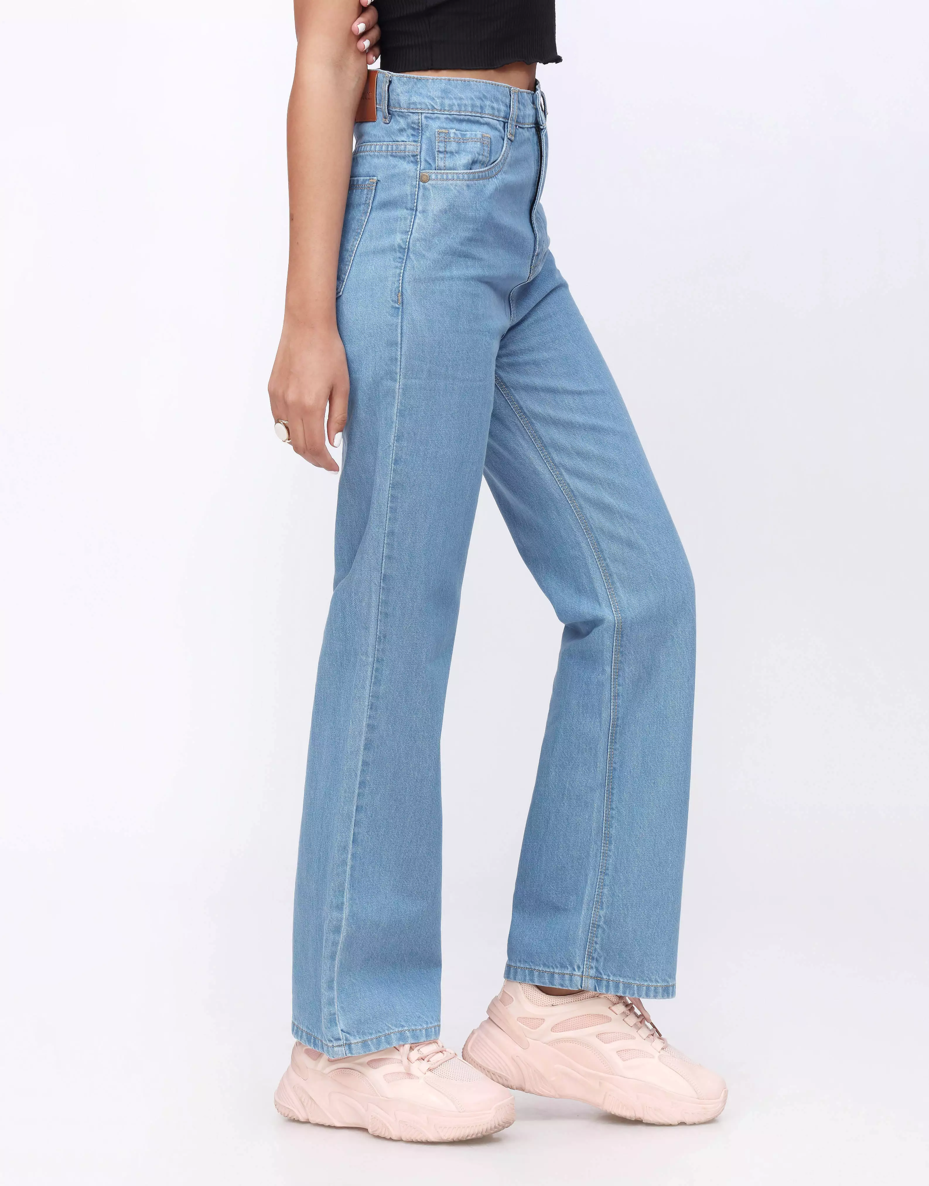 Straight Leg Jeans Medium Blue