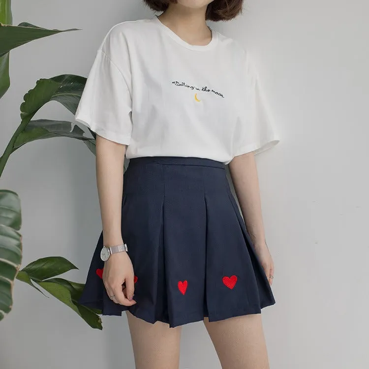 Summer Style Cute Avocado Embroidery Short Sleeve T-shirt for Women