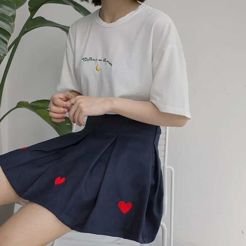 Summer Style Cute Avocado Embroidery Short Sleeve T-shirt for Women