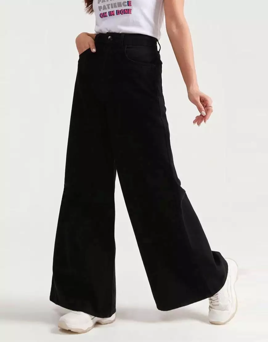 Super Wide Leg Jeans Jet Black