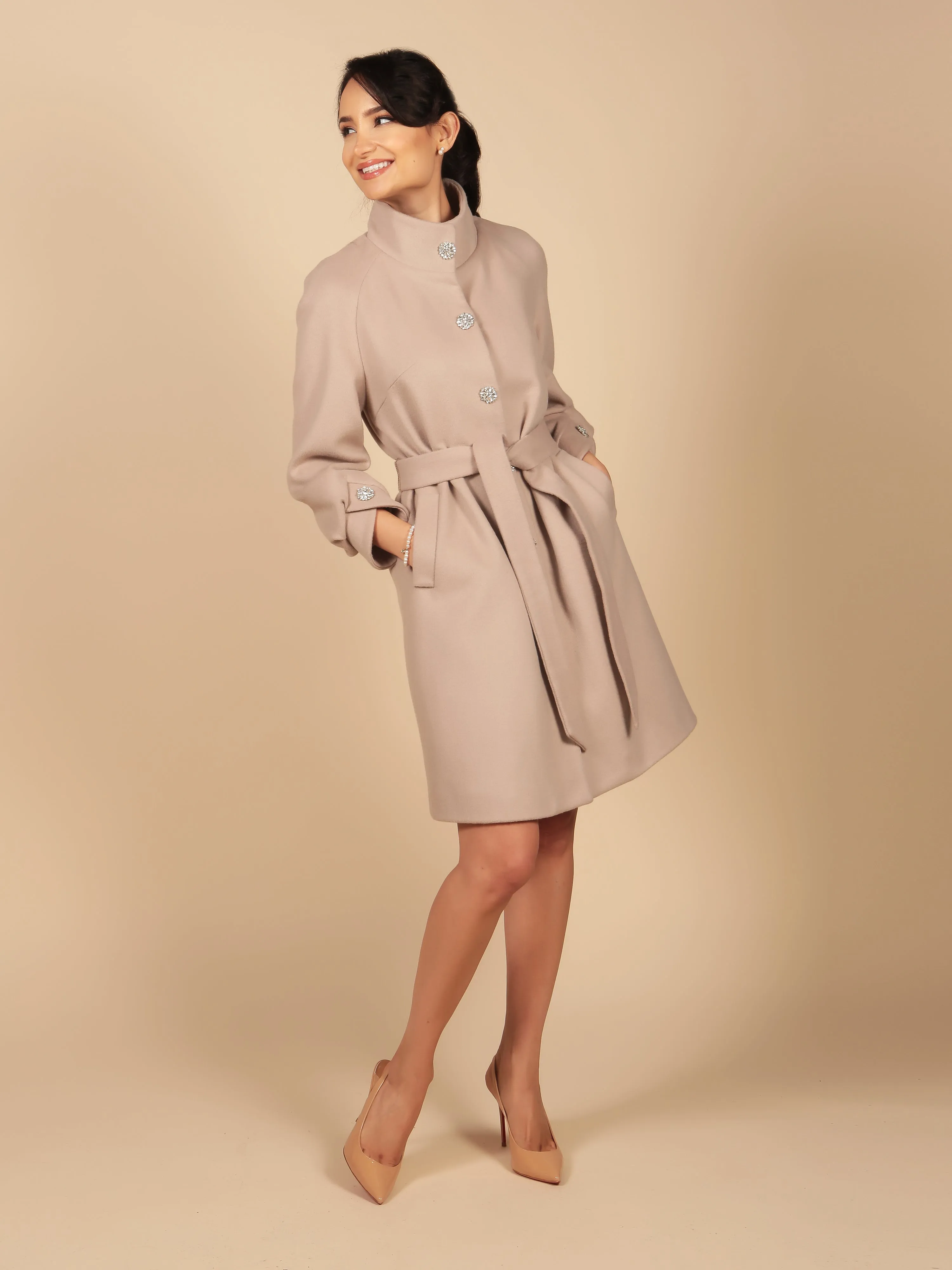 ‘Taylor' Cashmere and Wool Coat in Grigio