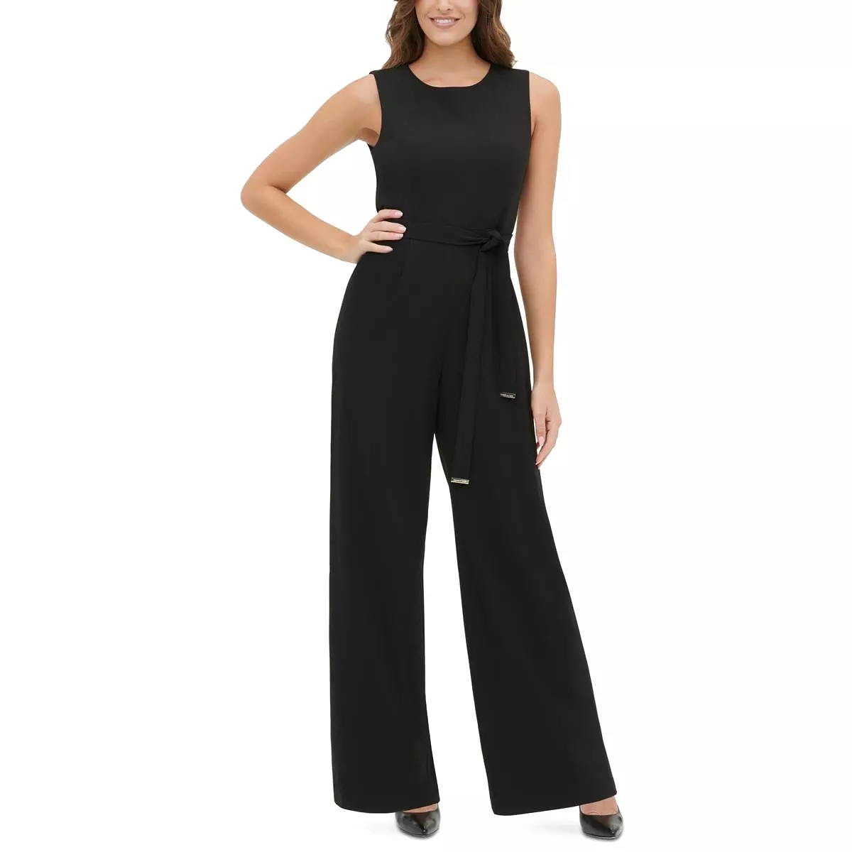 Tommy Hilfiger Womens Wide Leg Sleeveless Jumpsuit