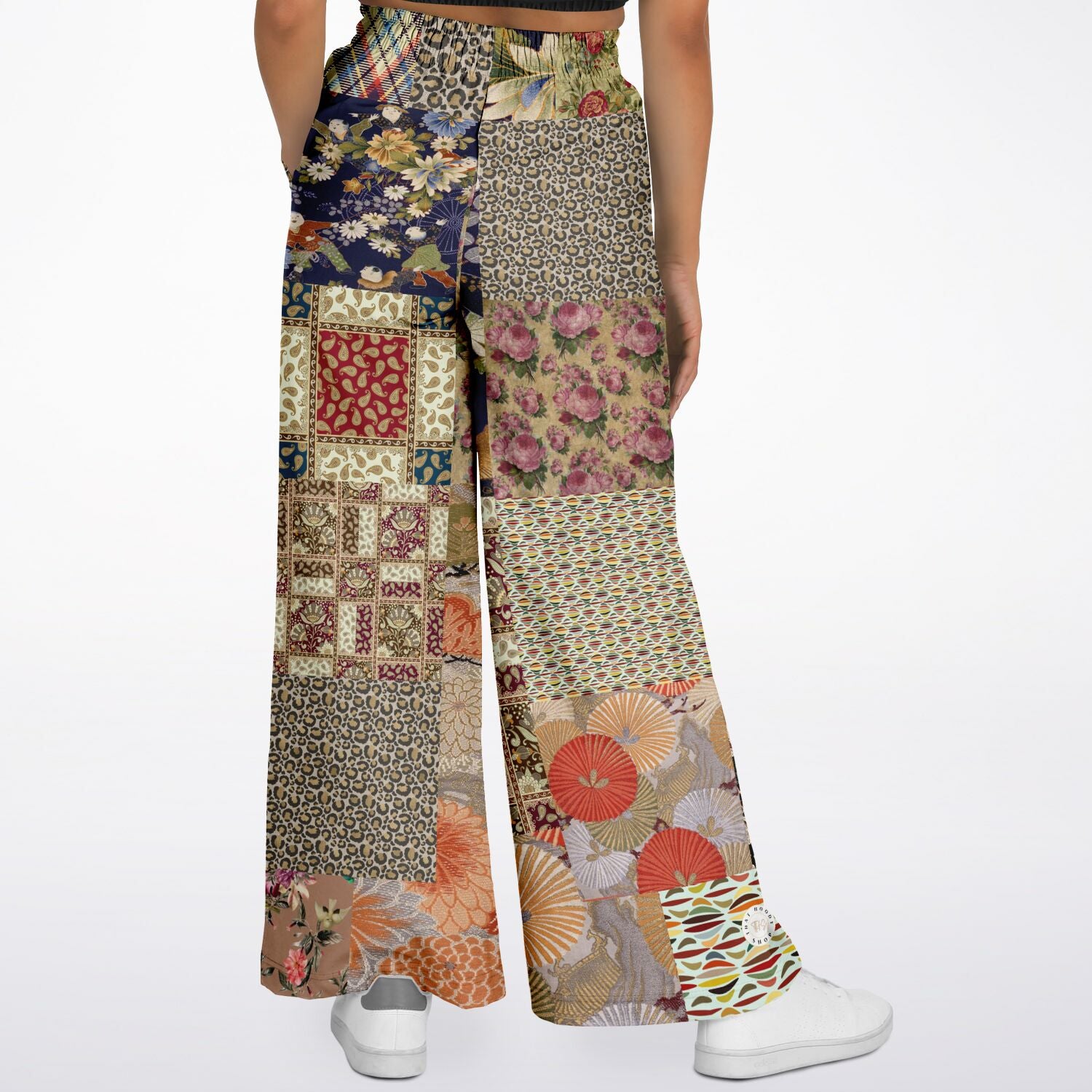 Tripoli Floral Patchwork Eco-Poly Stretchy Phat Bellbottoms