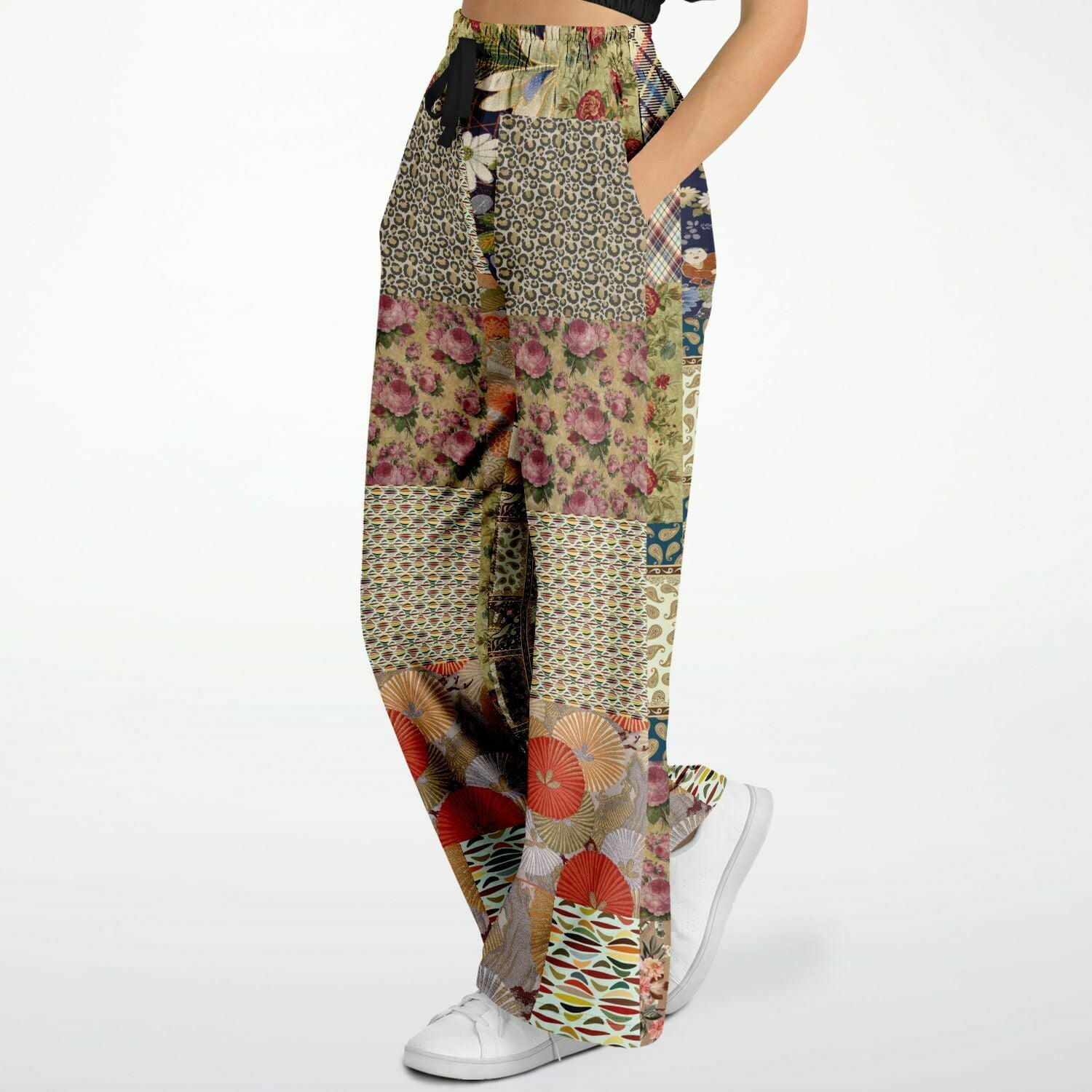 Tripoli Floral Patchwork Eco-Poly Stretchy Phat Bellbottoms