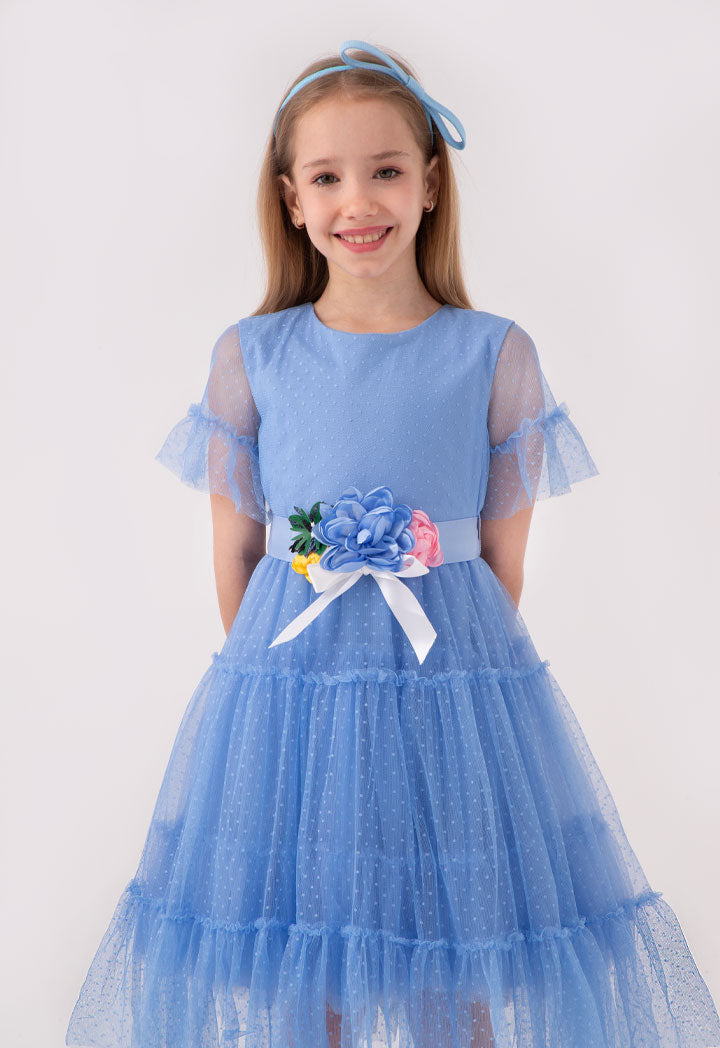 Tulle Overlay A-Line Dress