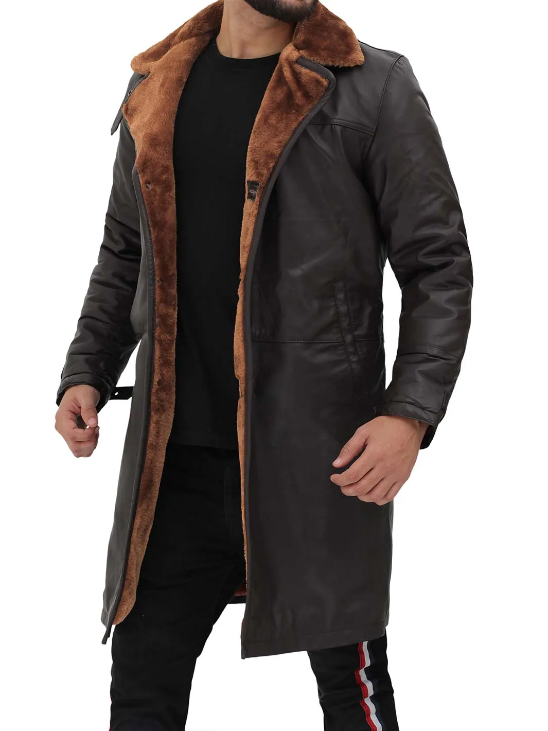 Turlock Dark Brown Shearling Coat For Men