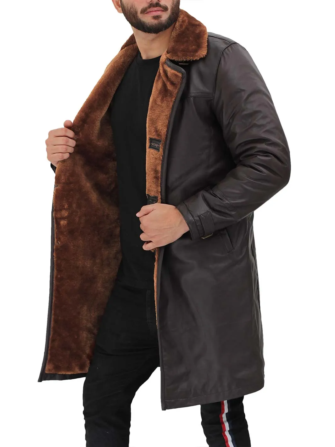 Turlock Dark Brown Shearling Coat For Men