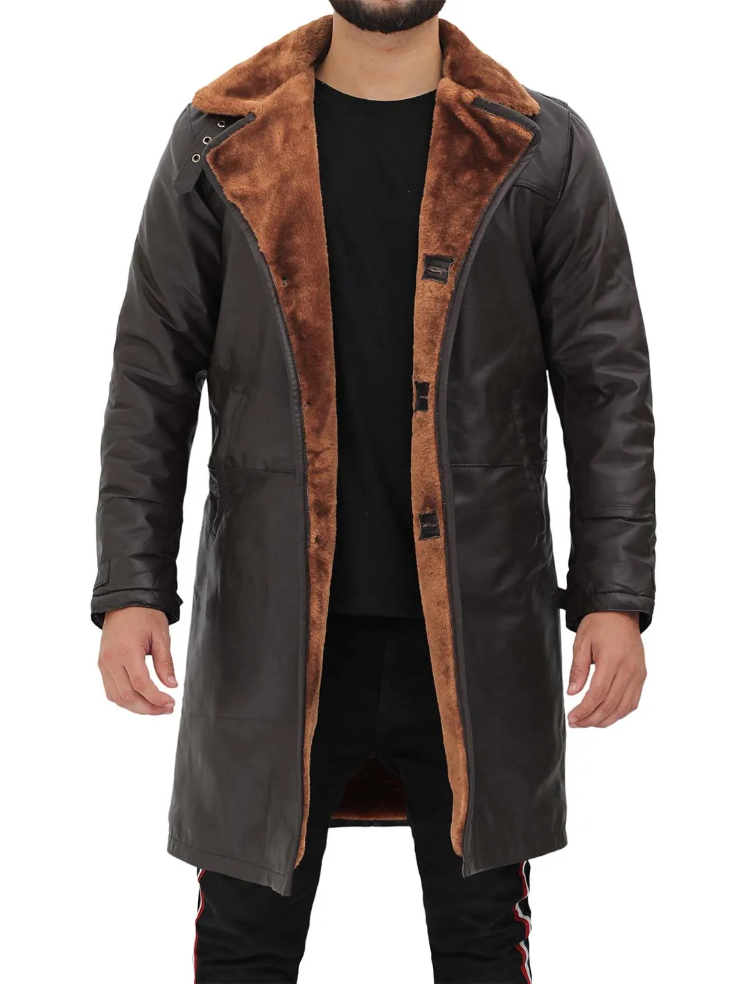 Turlock Dark Brown Shearling Coat For Men