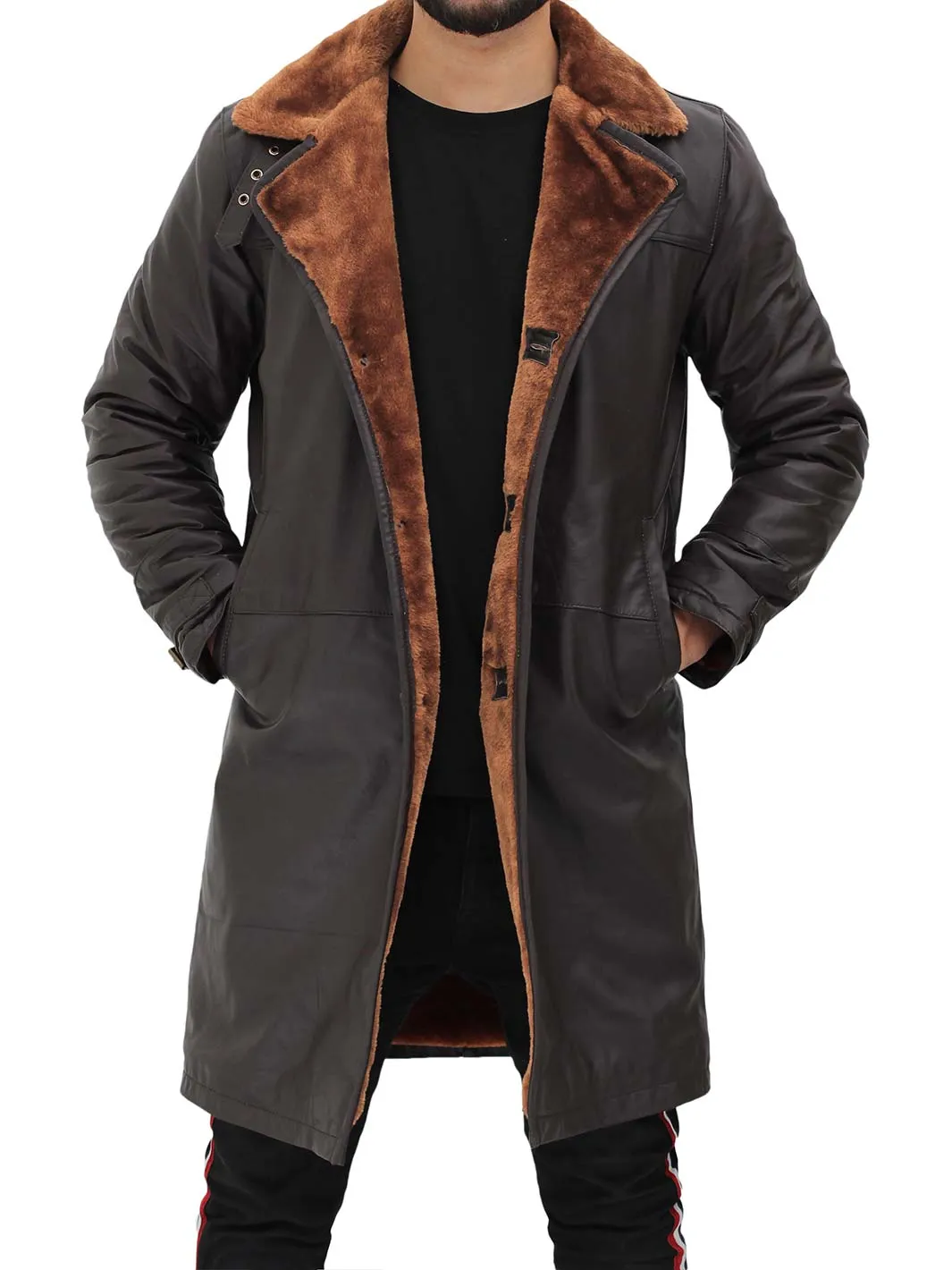 Turlock Dark Brown Shearling Coat For Men