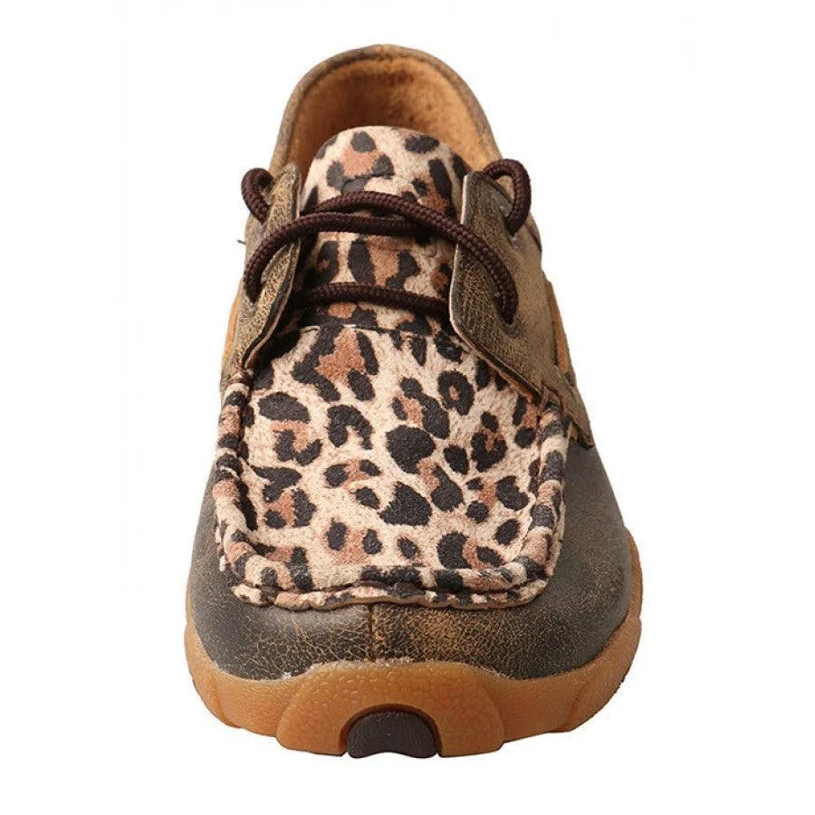 Twisted X Women's Distressed Leopard Driving Moc Casual Shoe WDM0057