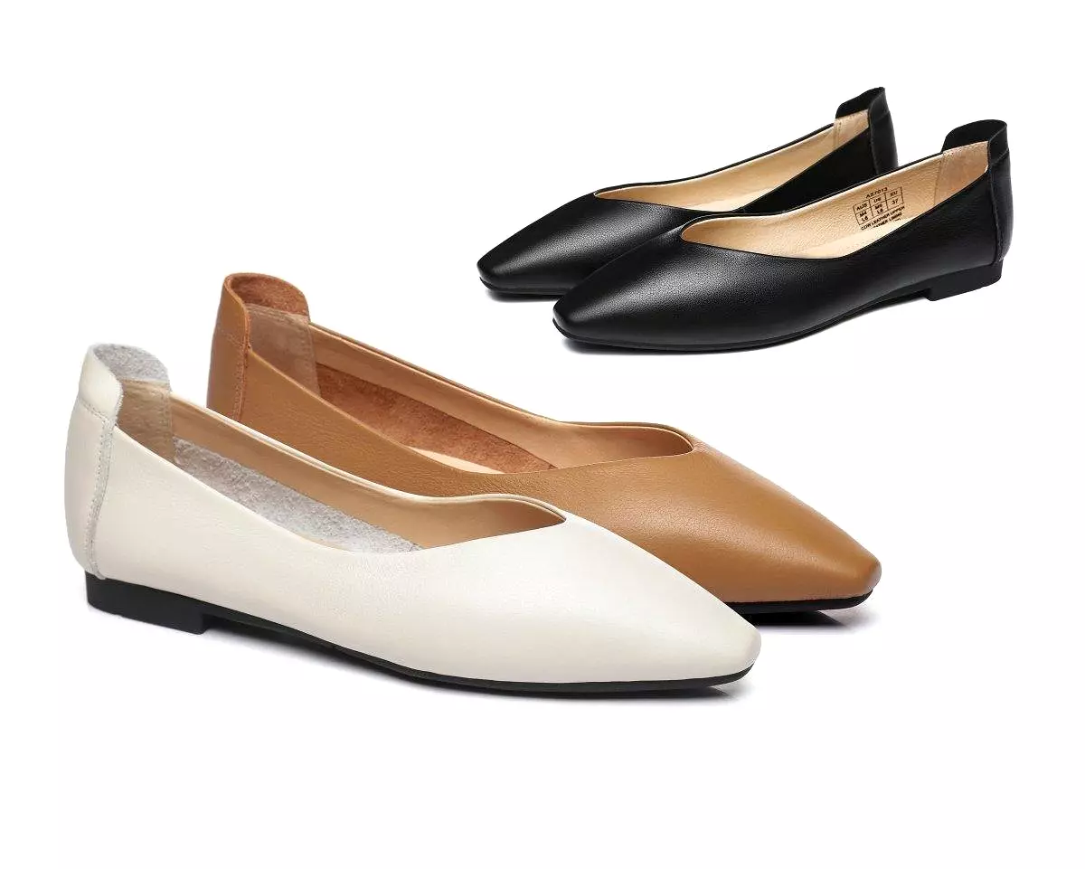 UGG Australian Shepherd Everly Leather Pointed Toe Ballet Flats